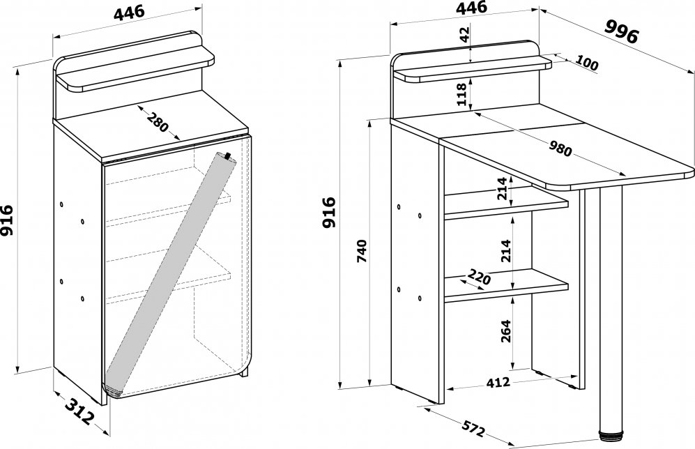Стол-книжка СП-19 дуб сонома