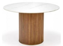 Керамический стол Bruno белый мрамор / ореховый