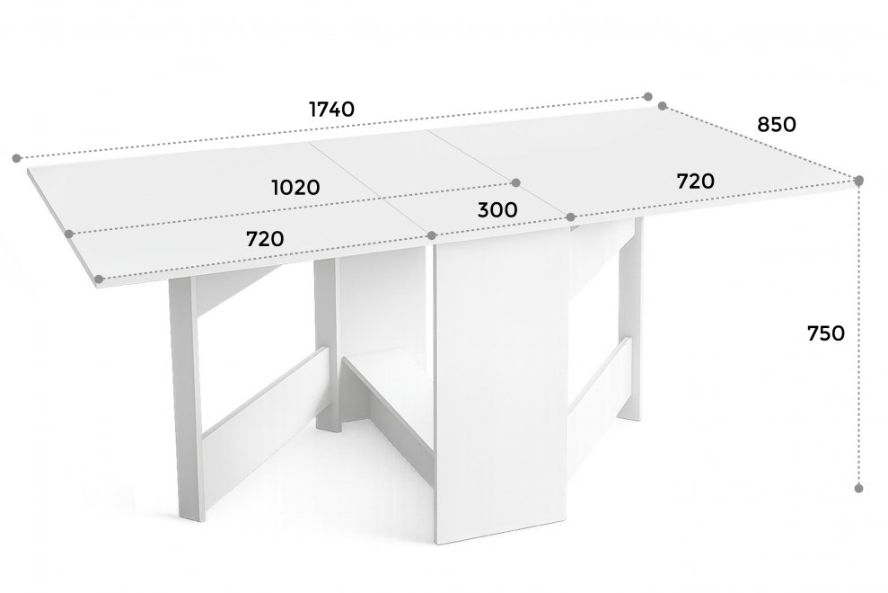 Стол-книжка раскладной белый