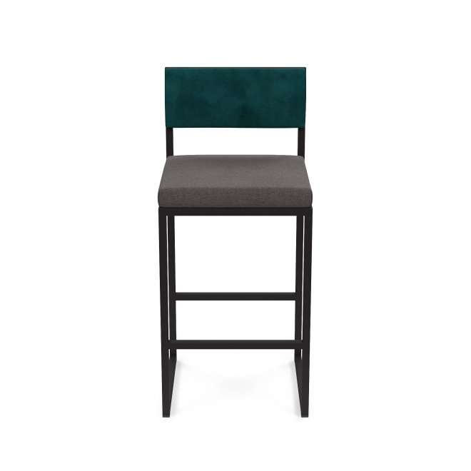 Барный стул Барнс-75 (400*400*750/1000) grey lunar/velur azure/черный