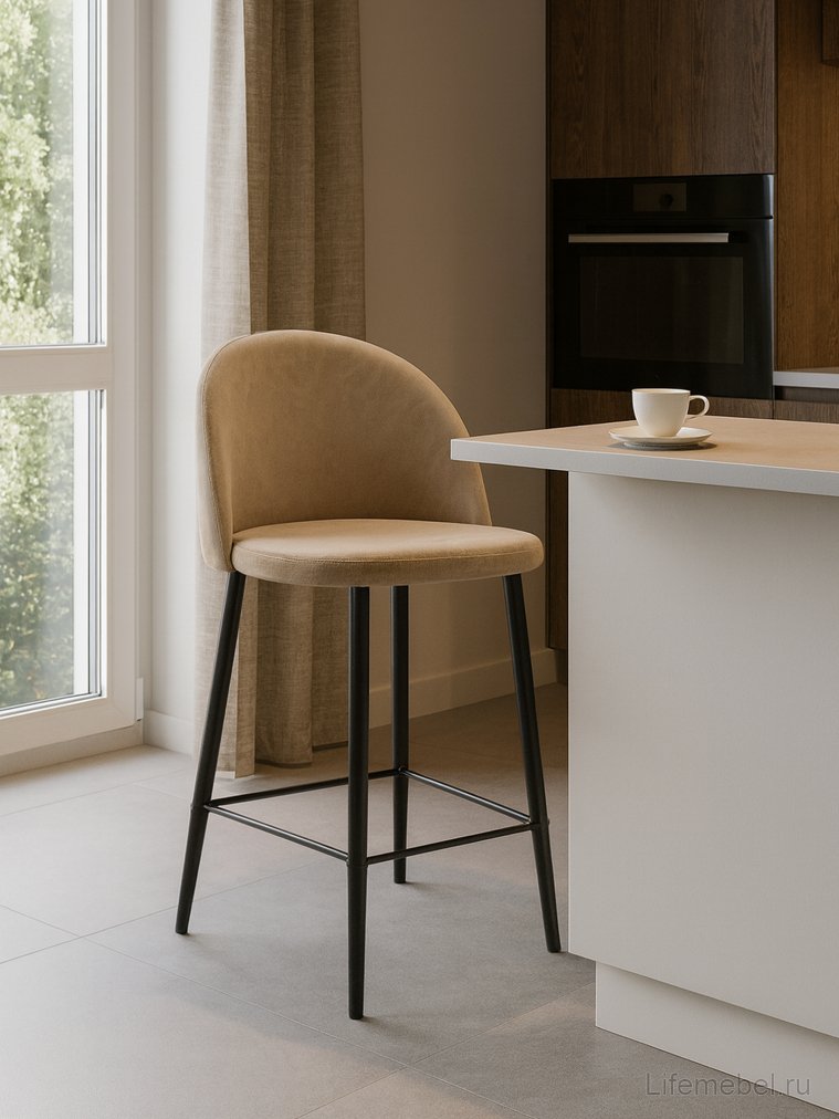 Барный стул Амизуре бежевый / черный матовый