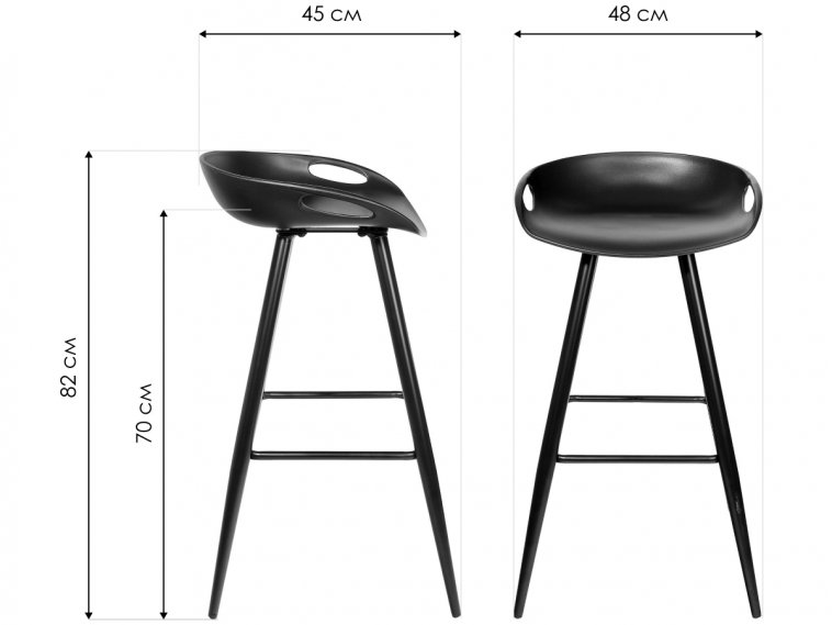 Барный стул Барри черный / черные ножки