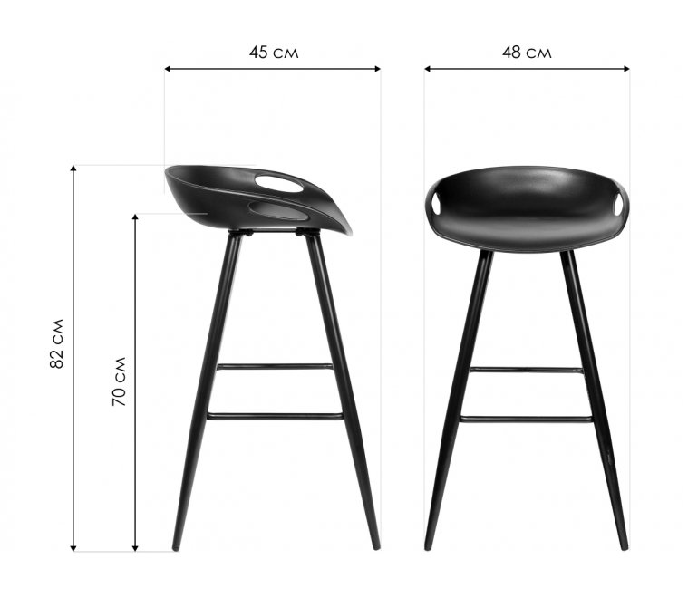 Барный стул Барри черный / черные ножки