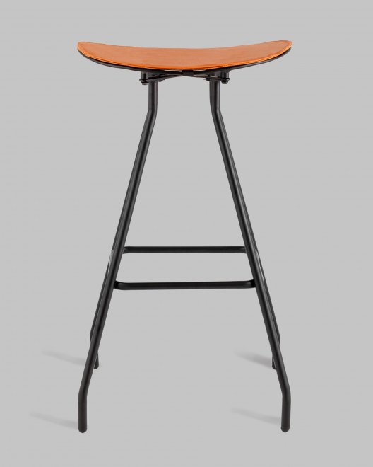 Барный стул Том черный с коричневой подушкой