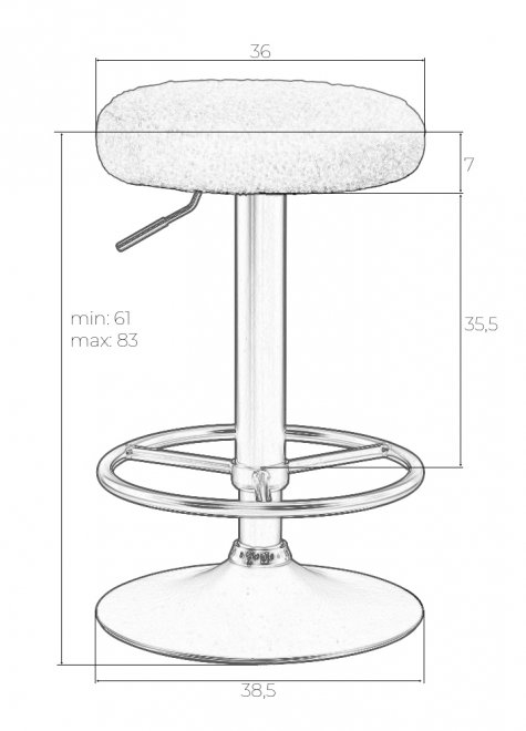 Барный стул Teddy Black белый / черный
