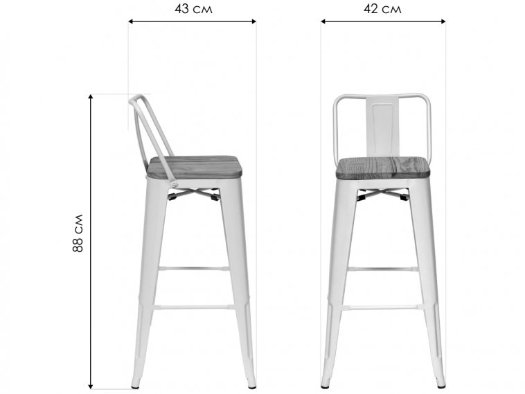 Барный стул Тиоли белый / светлое дерево