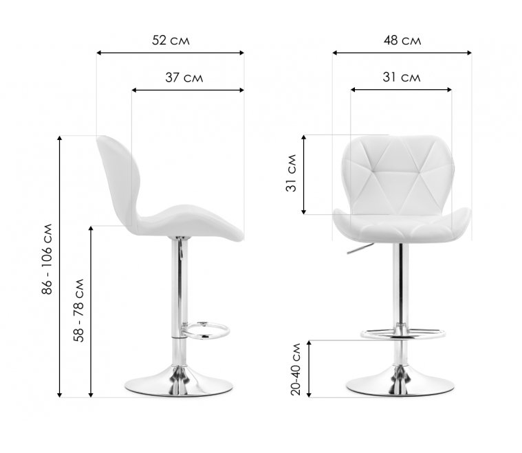 Барный стул Trio light gray / chrome