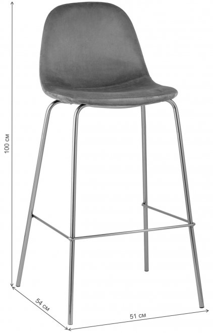 Барный стул Валли велюр серый / золотые ножки