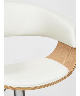 Стул барный Vimta mod.4021S экокожа / белый / натуральный / хром