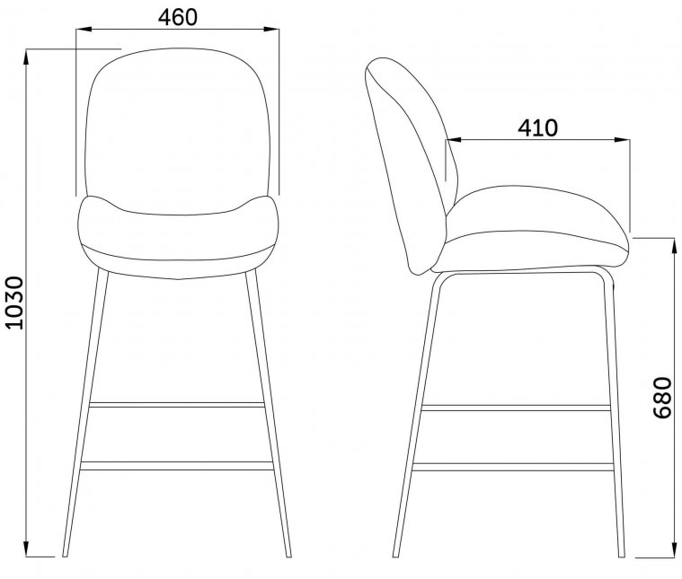 Полубарный стул Trend велюр серый
