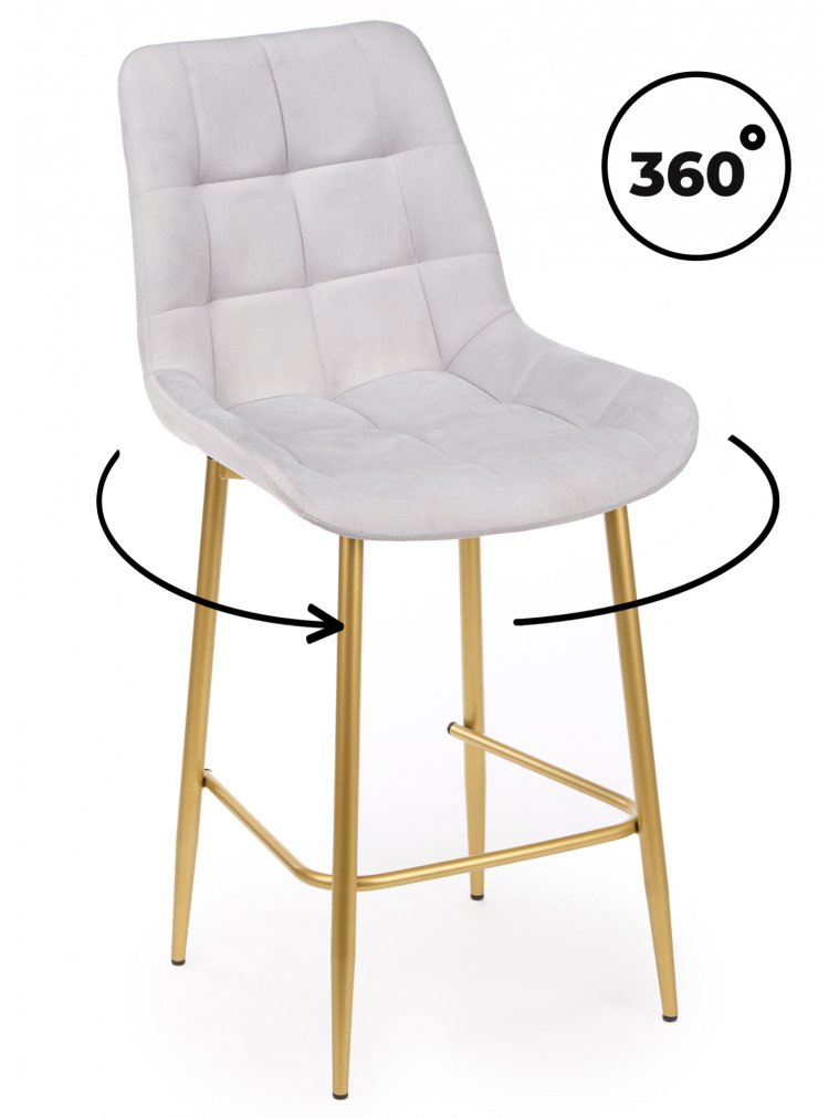 Полубарный стул Челси 360 светло-серый (zd 960) / золотой
