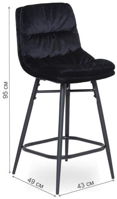 Полубарный стул D20 бархат black vic 69ac / black