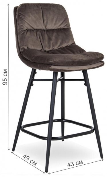 Полубарный стул D20 бархат coffee vic 5 / black