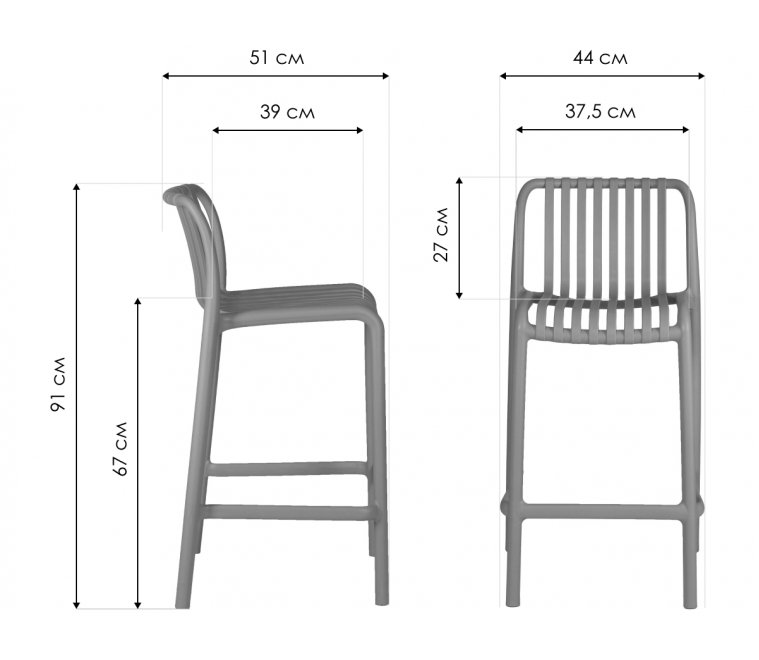 Полубарный стул Chloe черный