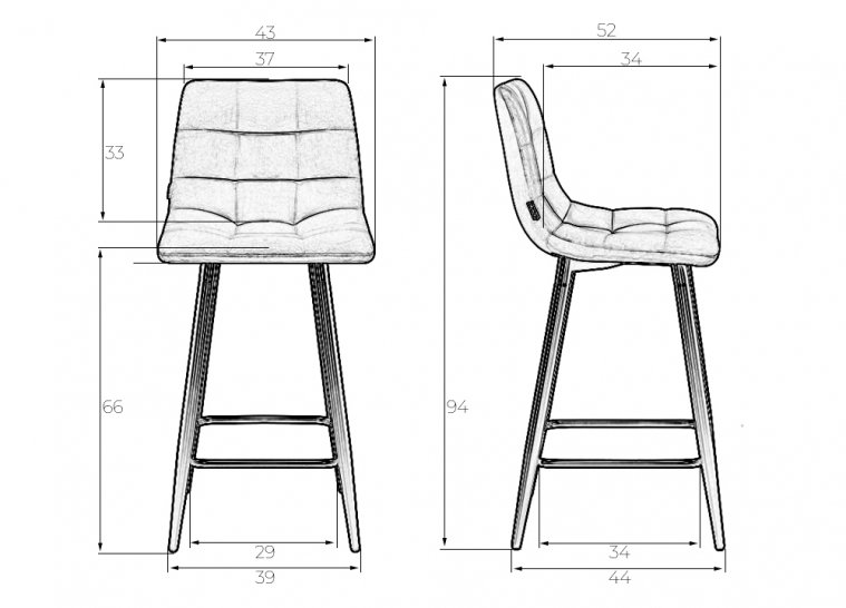Полубарный стул Olivia черный велюр / черный матовый