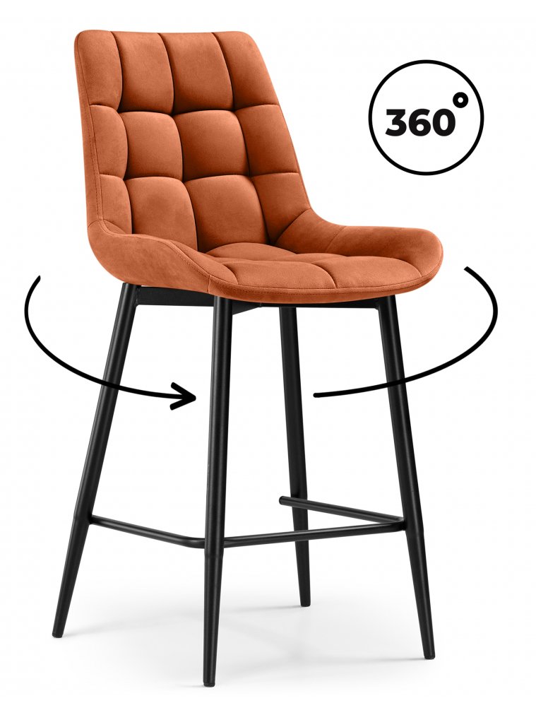 Полубарный стул Стронг вращающийся кирпичный ZD 432 / черный каркас