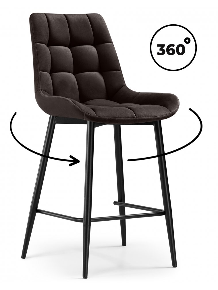 Полубарный стул Стронг вращающийся коричневый GL 08 / черный каркас