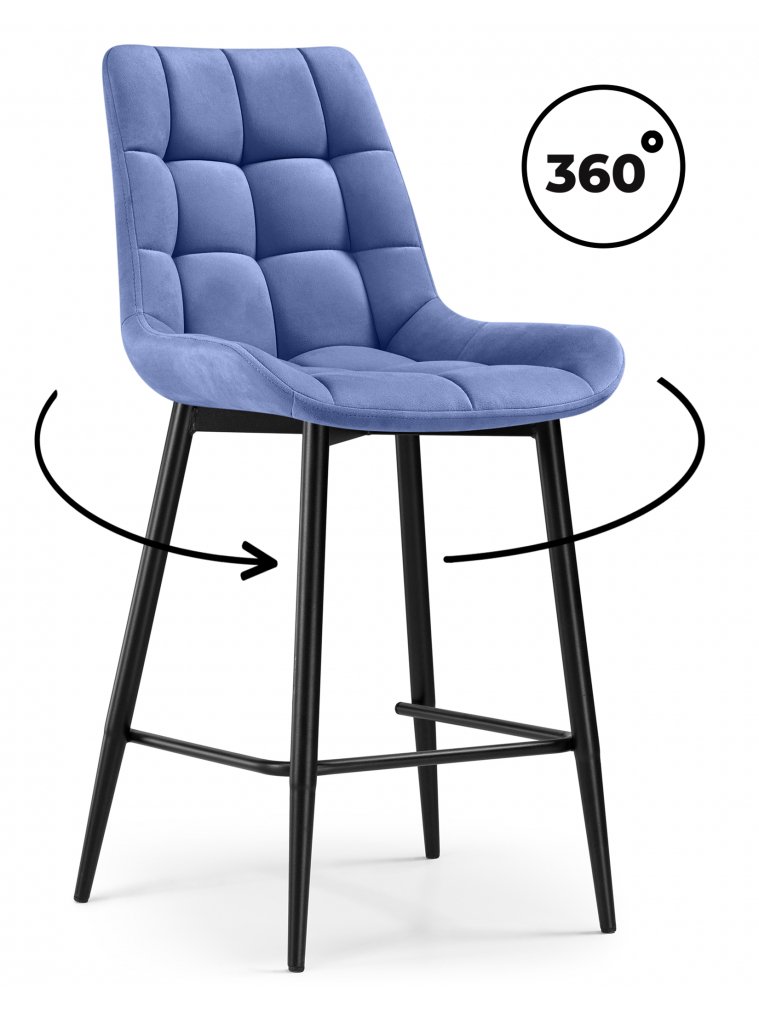 Полубарный стул Стронг вращающийся синий ZD 754 / черный каркас