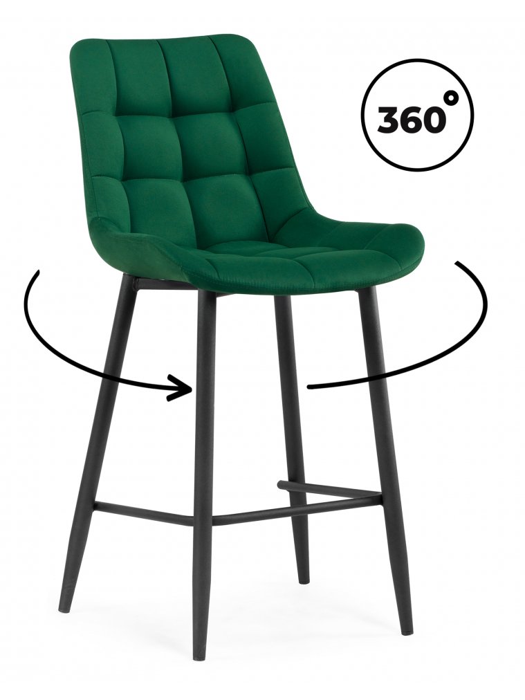 Полубарный стул Стронг вращающийся зеленый ZD 667 / черный каркас