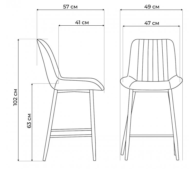 Полубарный стул Вейв бежевый велютто 05 / черный каркас
