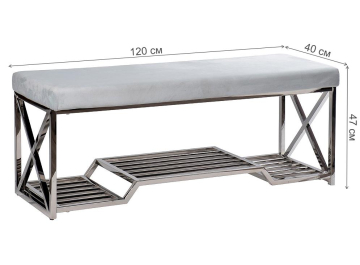 Банкетка 47ED-010BAN-GLB велюр голубой / хром