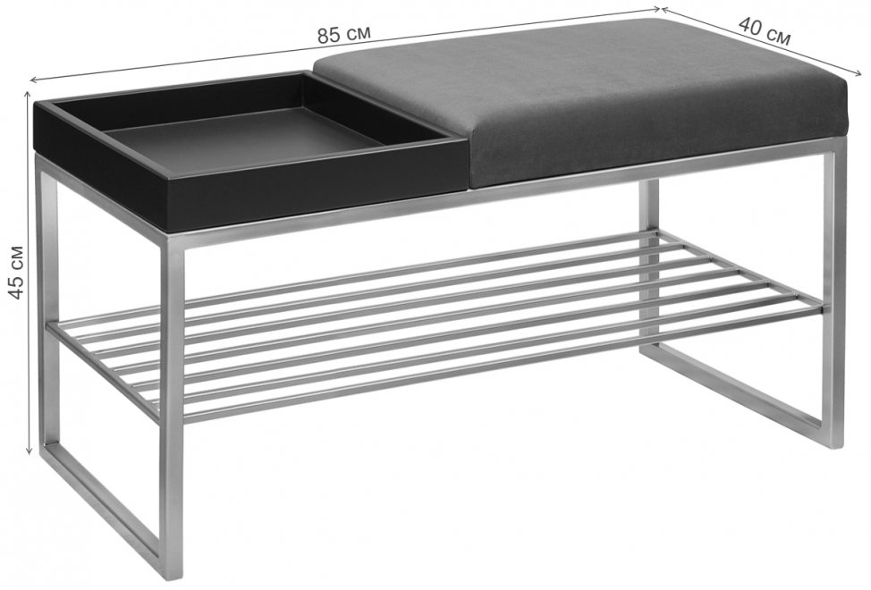 Банкетка Ruby Box велюр mouse grey greybox / черный