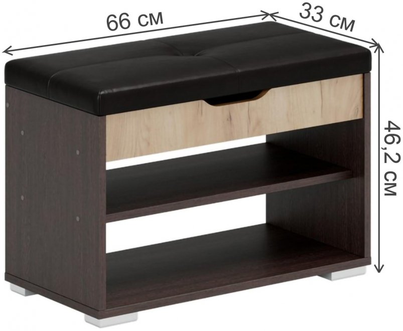 Банкетка ЭВА БК-002 венге / дуб крафт золотой