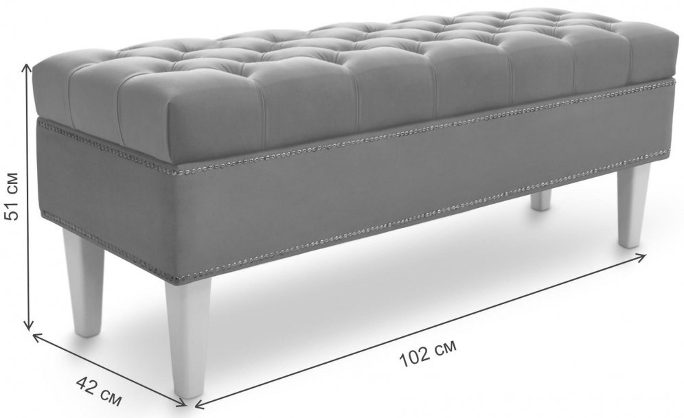 Банкетка Париж 1000 amo 19 / белый / серебро