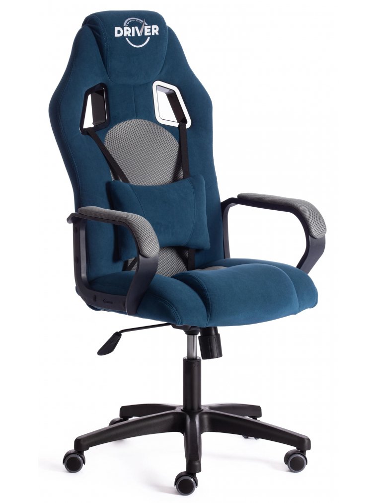 Компьютерное кресло Driver/Драйвер флок синий / ткань серый