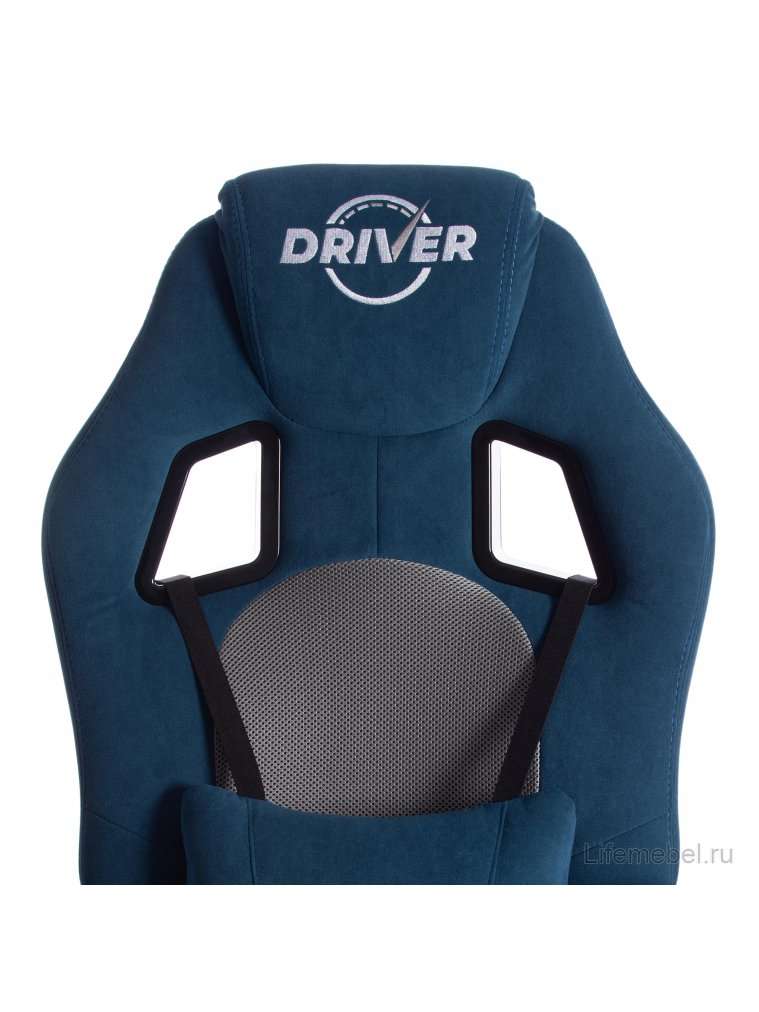 Компьютерное кресло Driver/Драйвер флок синий / ткань серый