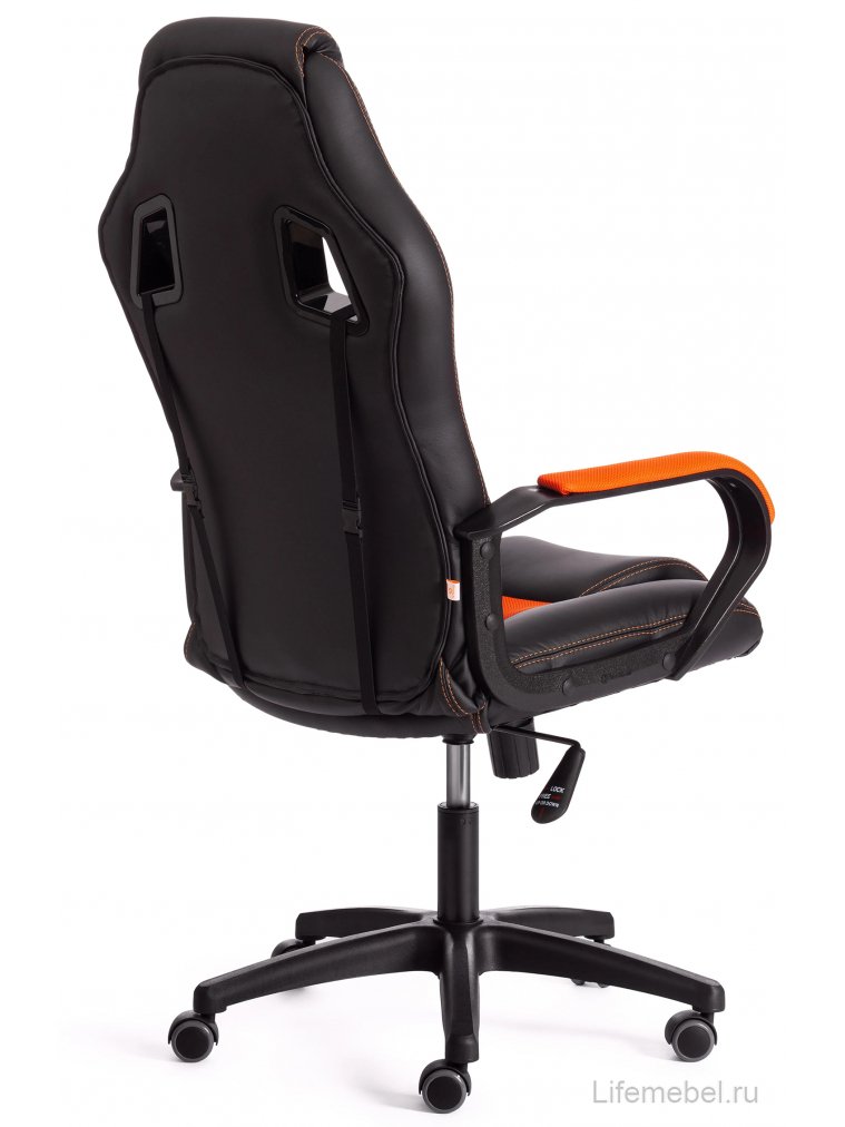 Компьютерное кресло Driver/Драйвер кожзам черный / ткань оранжевый