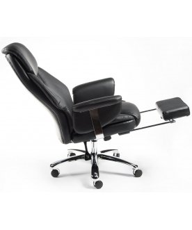 Офисное кресло Парламент black сталь хром / черная кожа