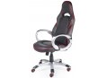 Компьютерное кресло Мустанг Х CX0496H black red серый пластик / экокожа черная / красная строчка