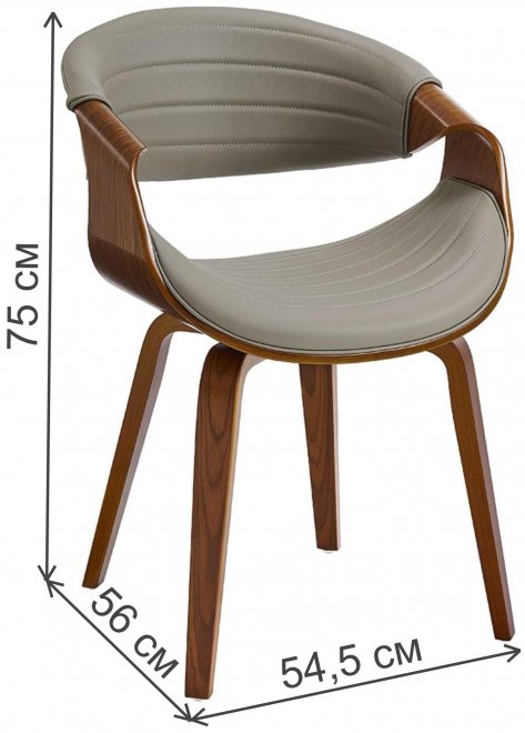 Деревянный стул JY1829-7s серый pu047 / орех