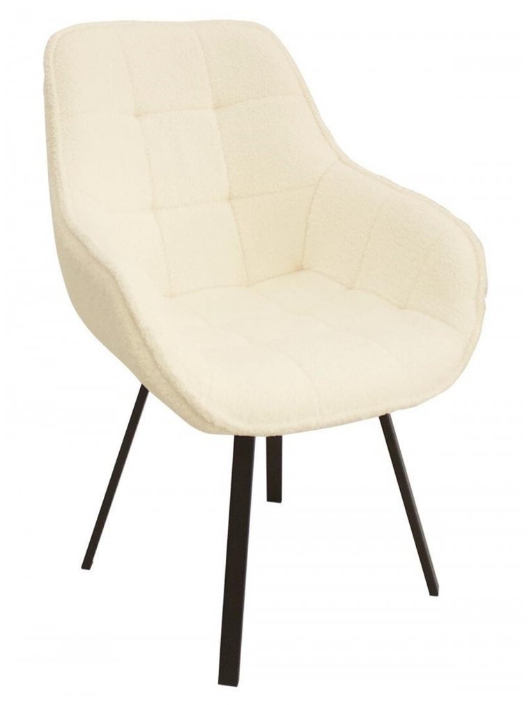 Кресло поворотное Арнем букле белый / черный каркас