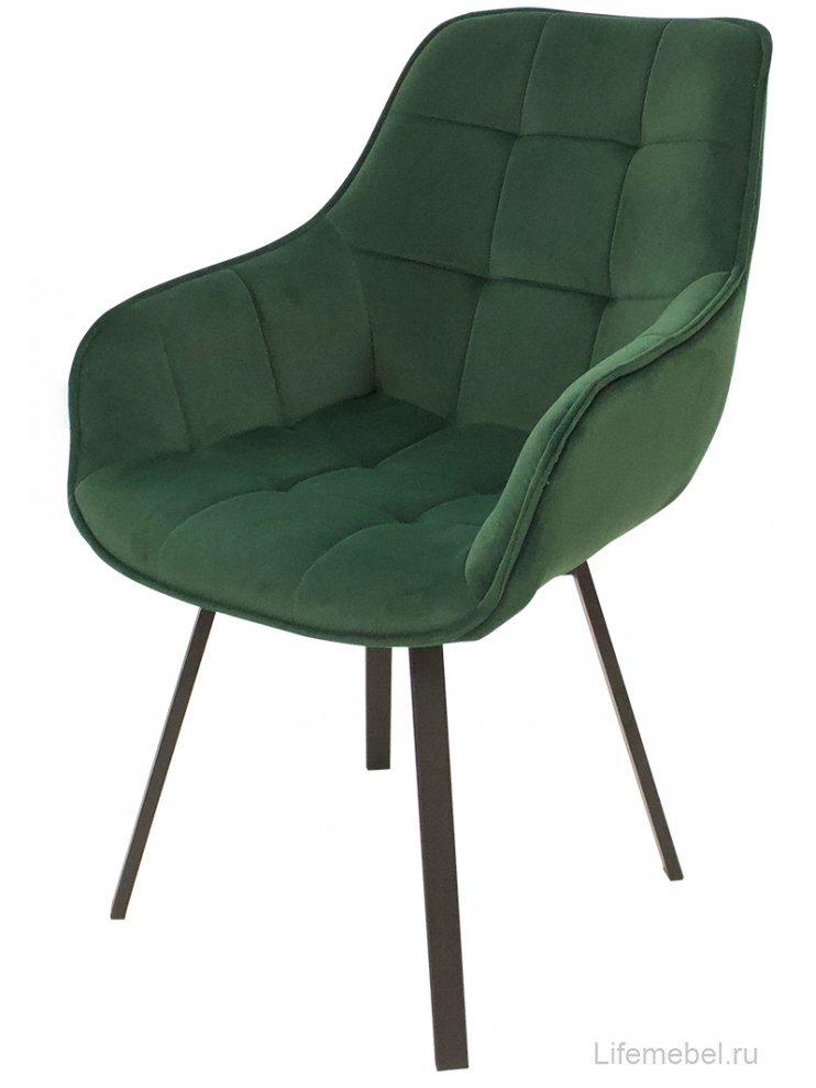 Кресло поворотное Арнем велюр зеленый / черный каркас