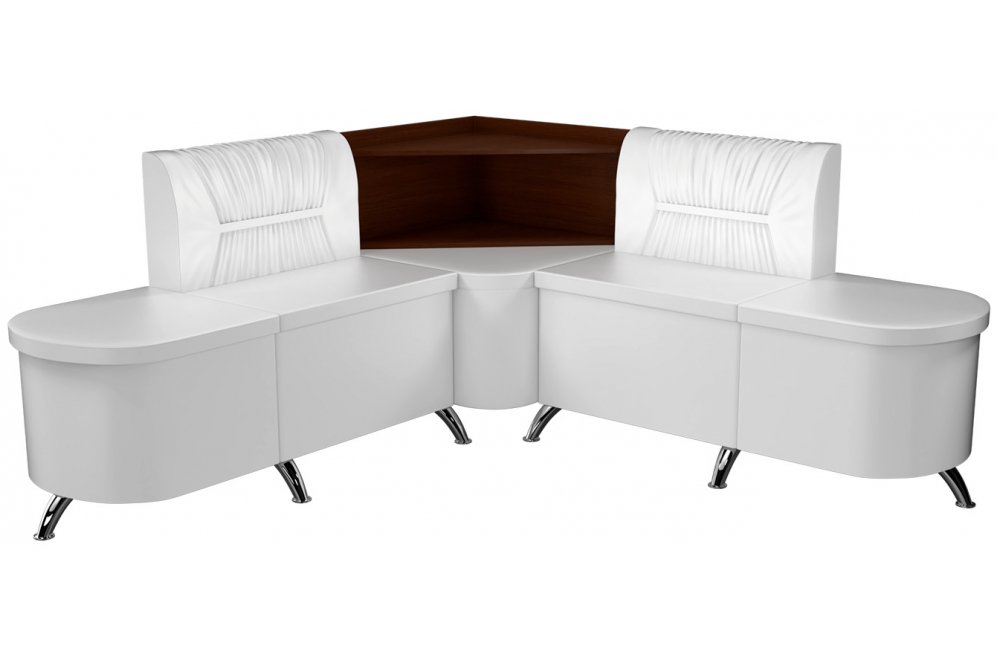 Кухонный диван Лиза угловой экокожа белый левый