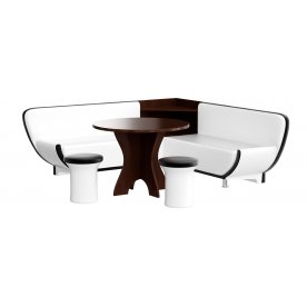 Кухонный уголок Лотос экокожа белый-черный левый