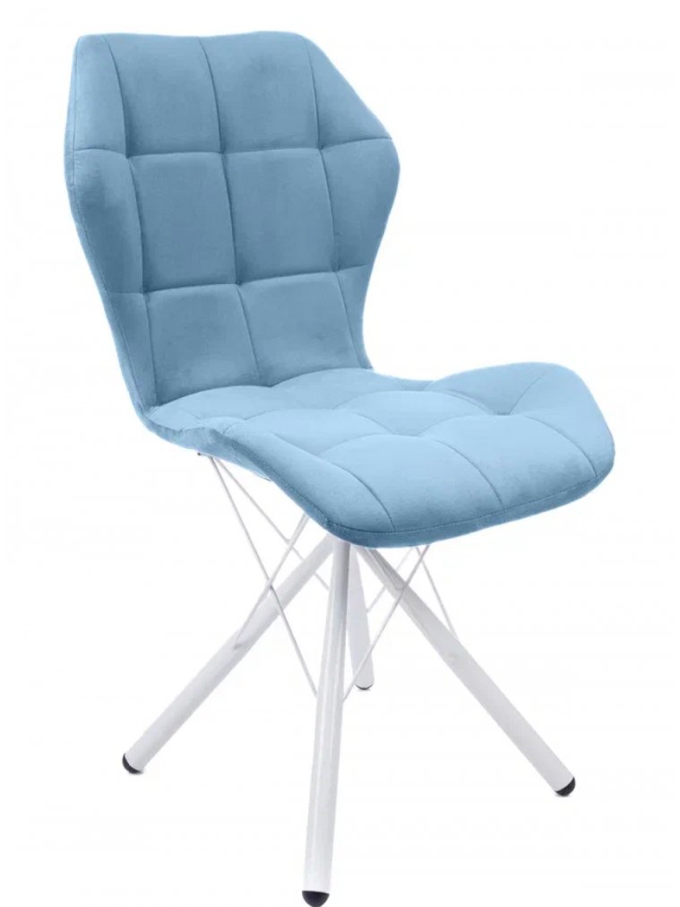 Стул на металлокаркасе Бабочка паутинка / небесно-серый / белые ножки