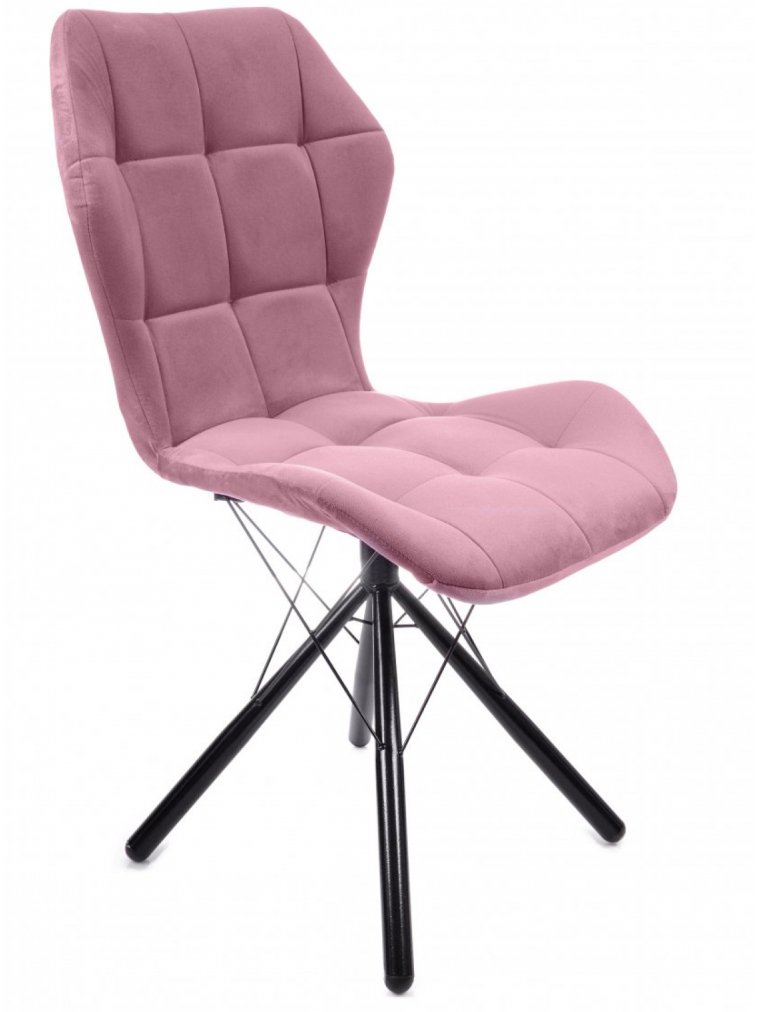Стул на металлокаркасе Бабочка паутинка / пудровый / чёрные ножки
