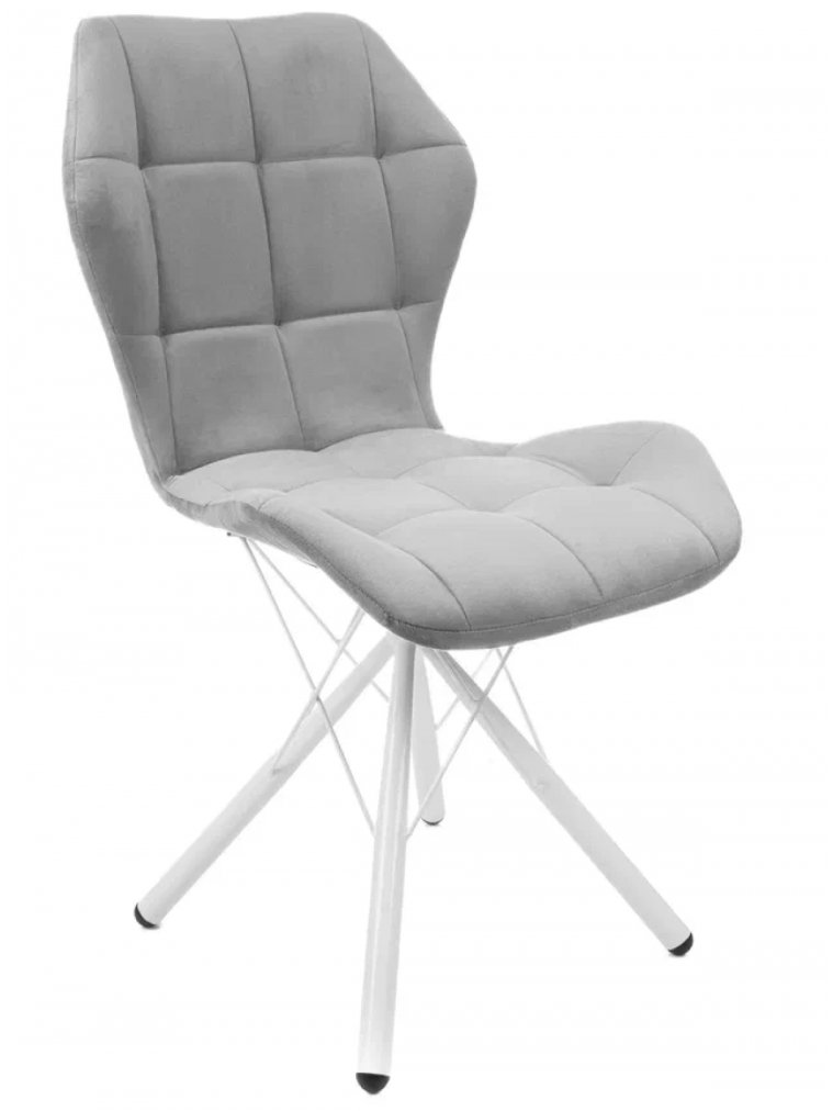 Стул на металлокаркасе Бабочка паутинка / серый / белые ножки