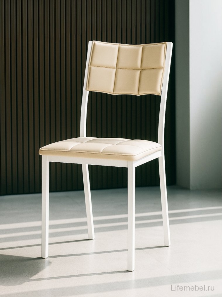 Стул на металлокаркасе Бекал кожзам d1 / белый