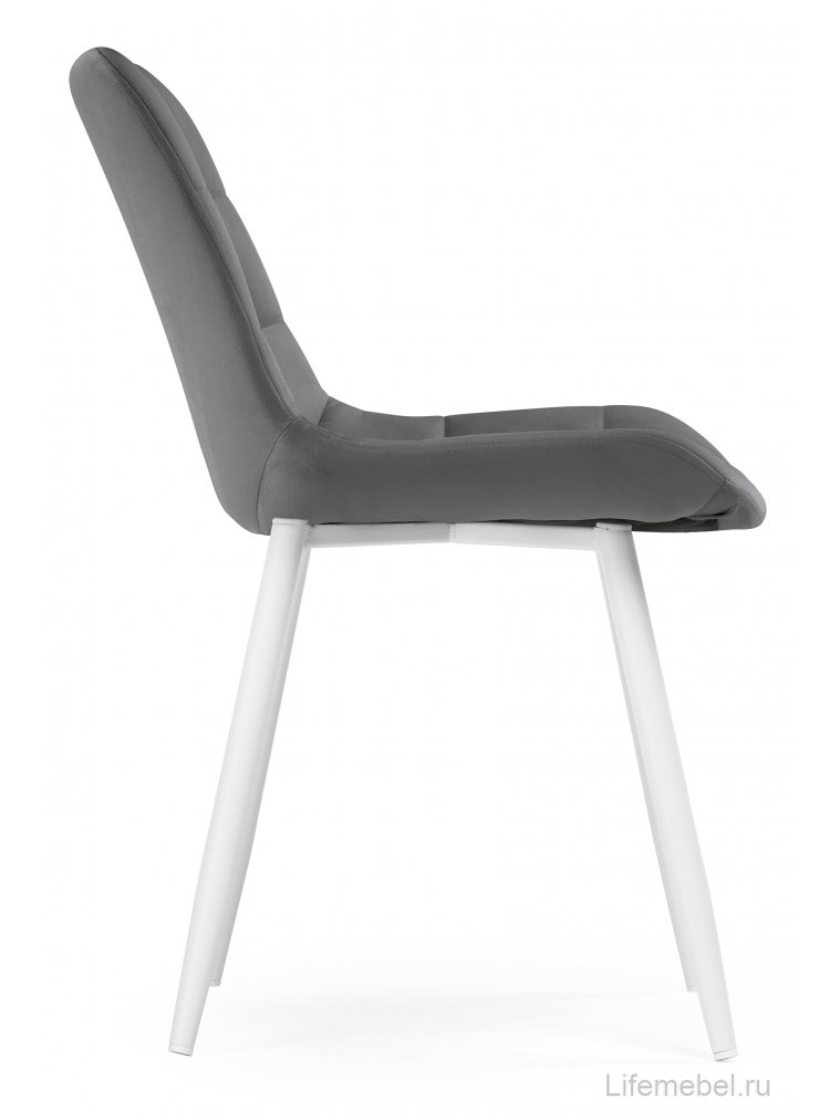 Стул на металлокаркасе Челси К серый велюр (velutto 32) / белый