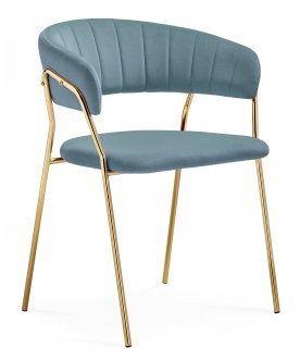 Стул на металлокаркасе Kamelia 1 голубой велюр (light blue fabric 821-54)