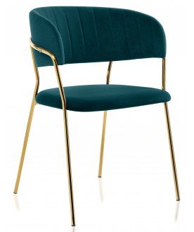 Стул на металлокаркасе Kamelia зеленый велюр / золото