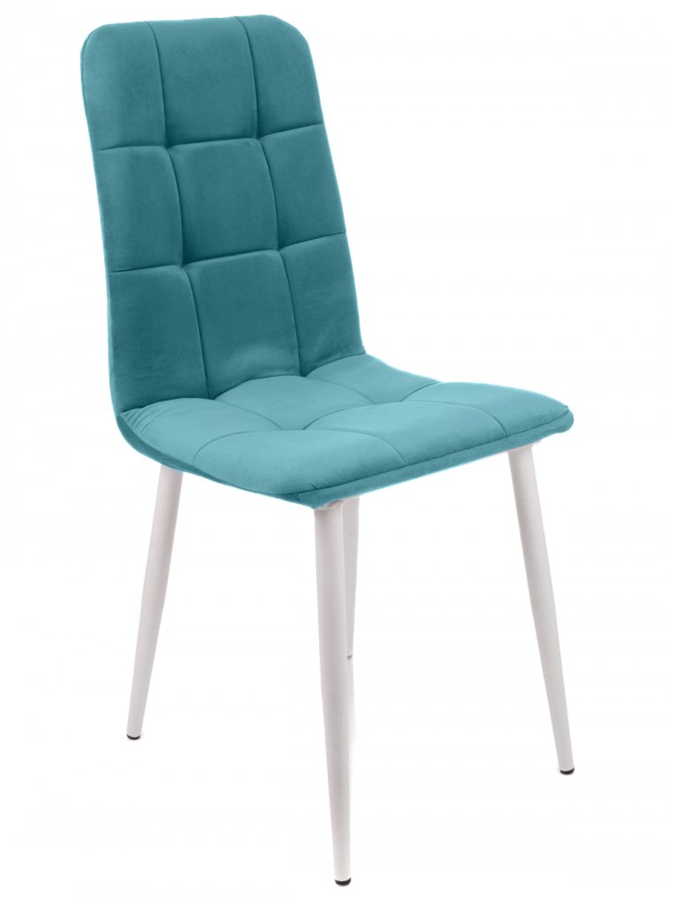 Стул на металлокаркасе Леон классика / аквамарин / белые ножки