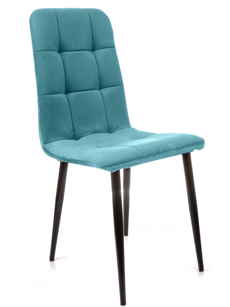 Стул на металлокаркасе Леон классика / аквамарин / чёрные ножки