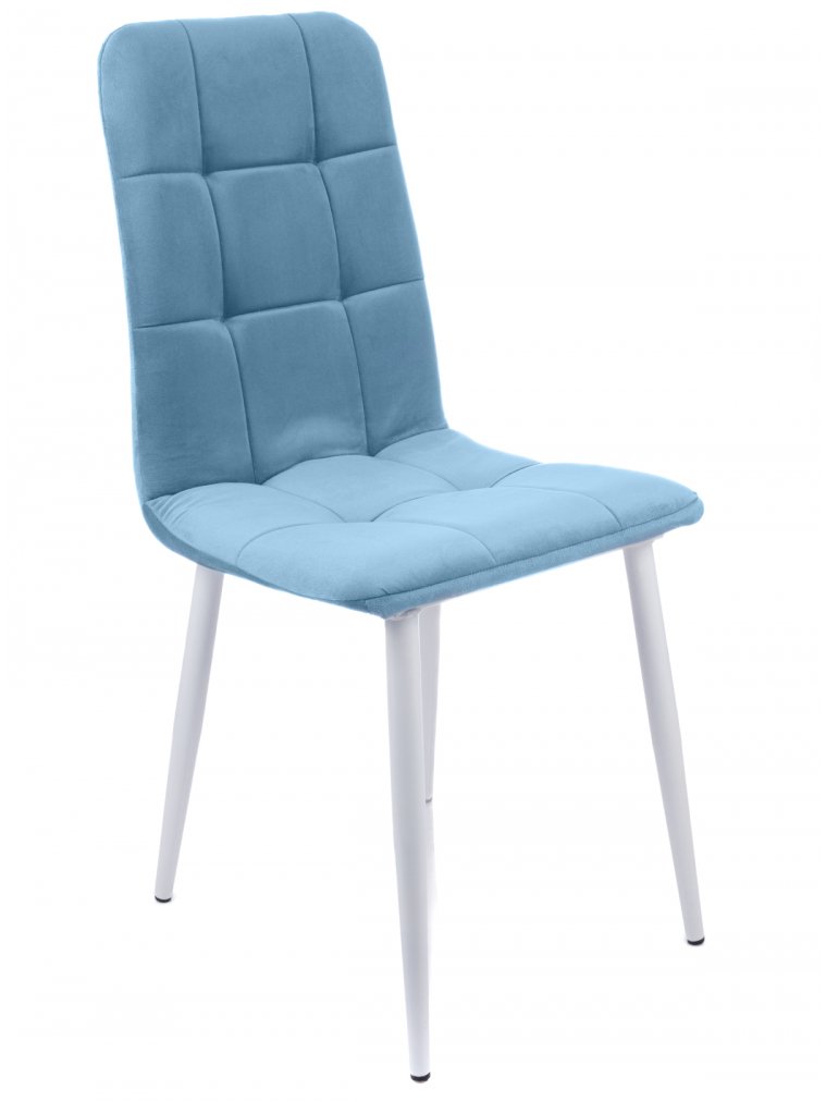 Стул на металлокаркасе Леон классика / небесно-серый / белые ножки
