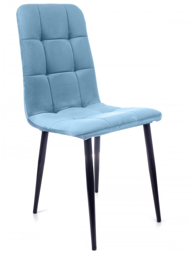 Стул на металлокаркасе Леон классика / небесно-серый / чёрные ножки
