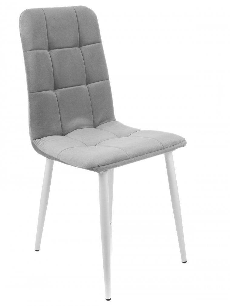 Стул на металлокаркасе Леон классика / серый / белые ножки